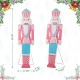 Glitzhome 60"H Christmas Wooden Pink Nutcracker Porch Decor (KD)