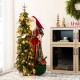 Glitzhome 4ft Oversized Christmas Woodland Santa with 5ft Lighted Green Artificial Christmas Tree
