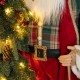 Glitzhome 4ft Oversized Christmas Woodland Santa with 5ft Lighted Green Artificial Christmas Tree