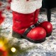 Glitzhome 14.5"H Christmas MGO Peppermint Boot Stool or Accent Table