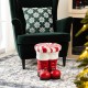 Glitzhome 14.5"H Christmas MGO Peppermint Boot Stool or Accent Table