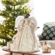 Glitzhome 24" H Faux Fur & PVC Christmas Elegant African American Angel Tree Topper