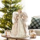 Glitzhome 24" H Faux Fur & PVC Christmas Elegant  Angel Tree Topper with Porcelain Face