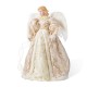 Glitzhome 24" H Faux Fur & PVC Christmas Elegant  Angel Tree Topper with Porcelain Face