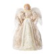 Glitzhome 24" H Faux Fur & PVC Christmas Elegant  Angel Tree Topper with Porcelain Face