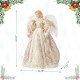 Glitzhome 24" H Faux Fur & PVC Christmas Elegant  Angel Tree Topper with Porcelain Face