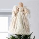 Glitzhome 24" H Faux Fur & PVC Christmas Elegant  Angel Tree Topper with Porcelain Face