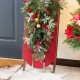 Glitzhome 34.25"H Wooden Christmas Red Sleigh Porch Decor