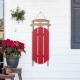 Glitzhome 34.25"H Wooden Christmas Red Sleigh Porch Decor