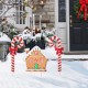 Glitzhome S/3 33"H Metal Christmas Gingerbread House and Candy Cane Yard Stake (KD)
