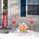 Glitzhome S/3 33"H Metal Christmas Gingerbread House and Candy Cane Yard Stake (KD)
