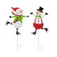 Glitzhome S/2 36"H Metal Christmas Skiing Snowmen Yard Stake(KD)