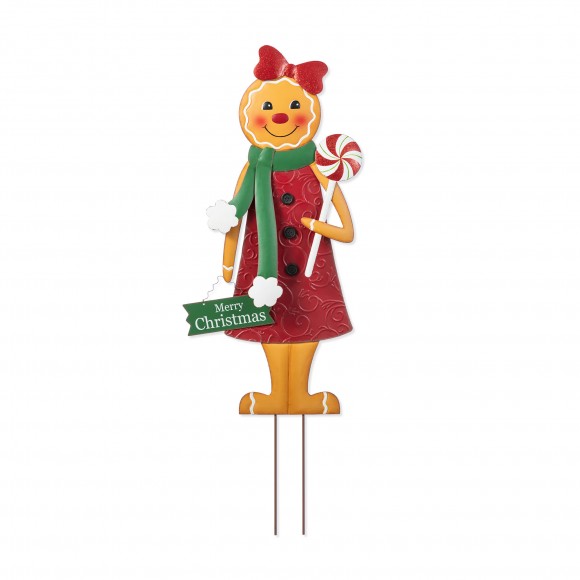 Glitzhome 36"H Metal Christmas Gingerbread Man Yard Stake(KD)