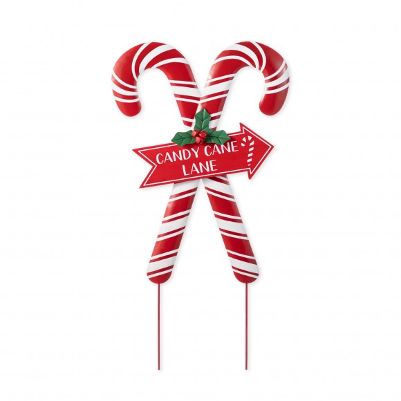 Glitzhome 30"H Metal Christmas Candy Cane Yard Stake(KD)