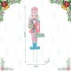 Glitzhome 36"H Metal Christmas Pink Nutcracker Yard Stake(KD)