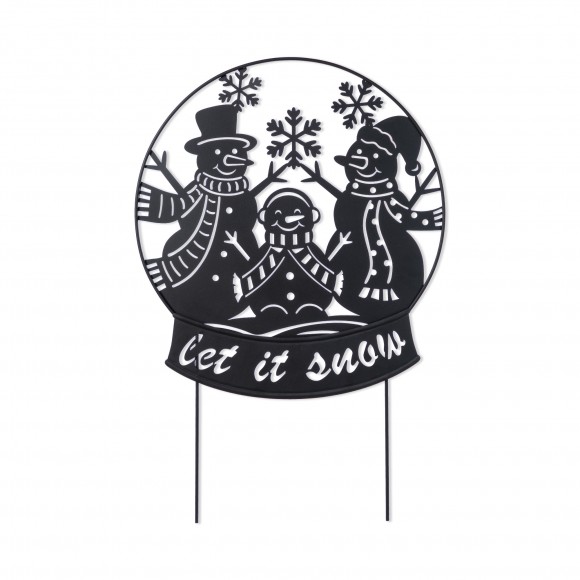 Glitzhome 30"H Christmas Metal Silhouette Snowman Family Yard Stake or Wall Décor(KD,Two Function)