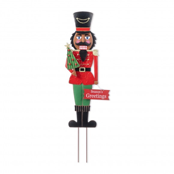 Glitzhome 36"H Christmas Metal African Nutcracker Yardstake (KD)
