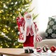 Glitzhome 18"H Faux Fur Christmas Peppermint Santa Figurine