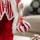 Glitzhome 18"H Faux Fur Christmas Peppermint Santa Figurine