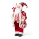 Glitzhome 18"H Faux Fur Christmas Peppermint Santa Figurine