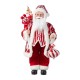 Glitzhome 18"H Faux Fur Christmas Peppermint Santa Figurine