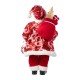 Glitzhome 18"H Faux Fur Christmas Peppermint Santa Figurine