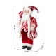 Glitzhome 18"H Faux Fur Christmas Peppermint Santa Figurine
