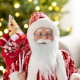 Glitzhome 18"H Faux Fur Christmas Peppermint Santa Figurine