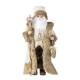 Glitzhome 18"H Faux Fur Christmas Woodland Santa Figurine with Porcelain Face