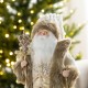 Glitzhome 18"H Faux Fur Christmas Woodland Santa Figurine with Porcelain Face