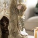 Glitzhome 18"H Faux Fur Christmas Woodland Santa Figurine with Porcelain Face