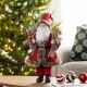 Glitzhome 18"H Faux Fur Christmas Woodland Santa Figurine with Porcelain Face