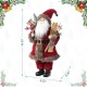 Glitzhome 18"H Faux Fur Christmas Woodland Santa Figurine with Porcelain Face