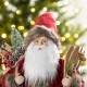 Glitzhome 18"H Faux Fur Christmas Woodland Santa Figurine with Porcelain Face