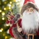 Glitzhome 18"H Faux Fur Christmas Woodland Santa Figurine with Porcelain Face