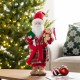 Glitzhome 18"H Faux Fur Christmas Bathrobe Santa Figurine with Porcelain Face