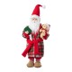 Glitzhome 18"H Faux Fur Christmas Bathrobe Santa Figurine with Porcelain Face