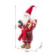 Glitzhome 18"H Faux Fur Christmas Bathrobe Santa Figurine with Porcelain Face