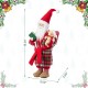 Glitzhome 18"H Faux Fur Christmas Bathrobe Santa Figurine with Porcelain Face