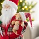 Glitzhome 18"H Faux Fur Christmas Bathrobe Santa Figurine with Porcelain Face