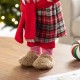 Glitzhome 18"H Faux Fur Christmas Bathrobe Santa Figurine with Porcelain Face