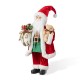 Glitzhome 18"H Faux Fur Christmas Traditional Santa Figurine with Porcelain Face
