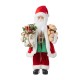 Glitzhome 18"H Faux Fur Christmas Traditional Santa Figurine with Porcelain Face