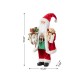 Glitzhome 18"H Faux Fur Christmas Traditional Santa Figurine with Porcelain Face