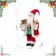 Glitzhome 18"H Faux Fur Christmas Traditional Santa Figurine with Porcelain Face