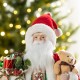 Glitzhome 18"H Faux Fur Christmas Traditional Santa Figurine with Porcelain Face