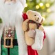 Glitzhome 18"H Faux Fur Christmas Traditional Santa Figurine with Porcelain Face