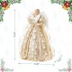 Glitzhome 18.5"H Faux Fur & PVC Christmas Elegant Angel Tree Topper with Porcelain Face
