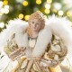 Glitzhome 18.5"H Faux Fur & PVC Christmas Elegant Angel Tree Topper with Porcelain Face