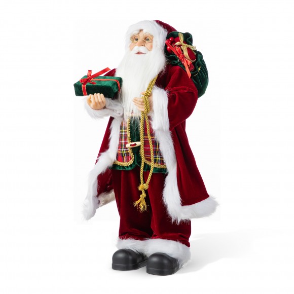 Glitzhome 24"H Faux Fur Christmas Traditional Santa Figurine